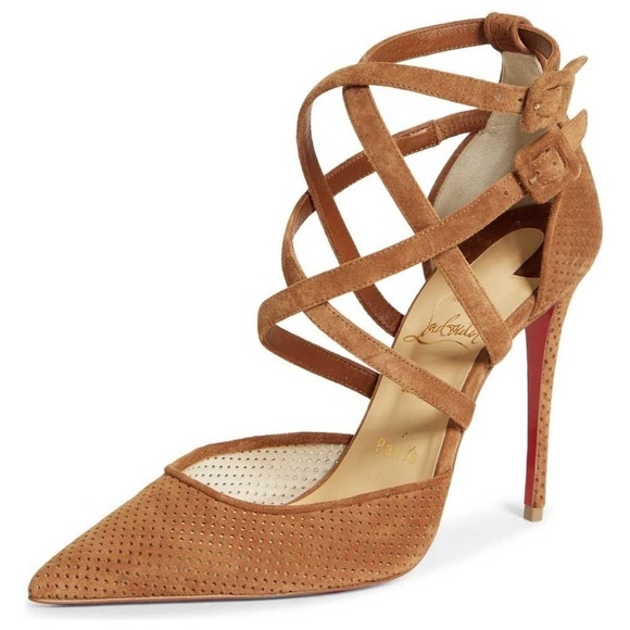 Christian Louboutin Victorilla Biscotto Brown Pump Sandal EU 37.5 US 7.5 - Picture 11 of 12